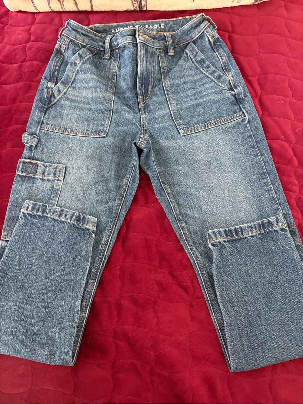 American Eagle Outfitters Light Blue High-Rise Carpenter Jeans